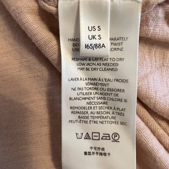 Free People Blush Pink Lace Collar‎ White Puff Sleeve Loose Fit Top Size Small - Picture 9 of 10